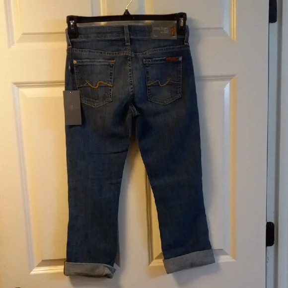7 For All Mankind Cropped Blue Jeans Size 26 Waist - Picture 3 of 7